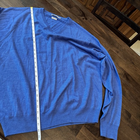 Peter Millar Men's Blue 100% Merino Wool Pullover Long Sleeve Sweater 2XL *Flaws - Picture 4 of 11